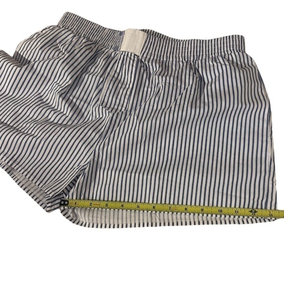 NWOT Women’s Blue And White Cotton Striped Boxer Shorts With Pockets Medium - Picture 7 of 10